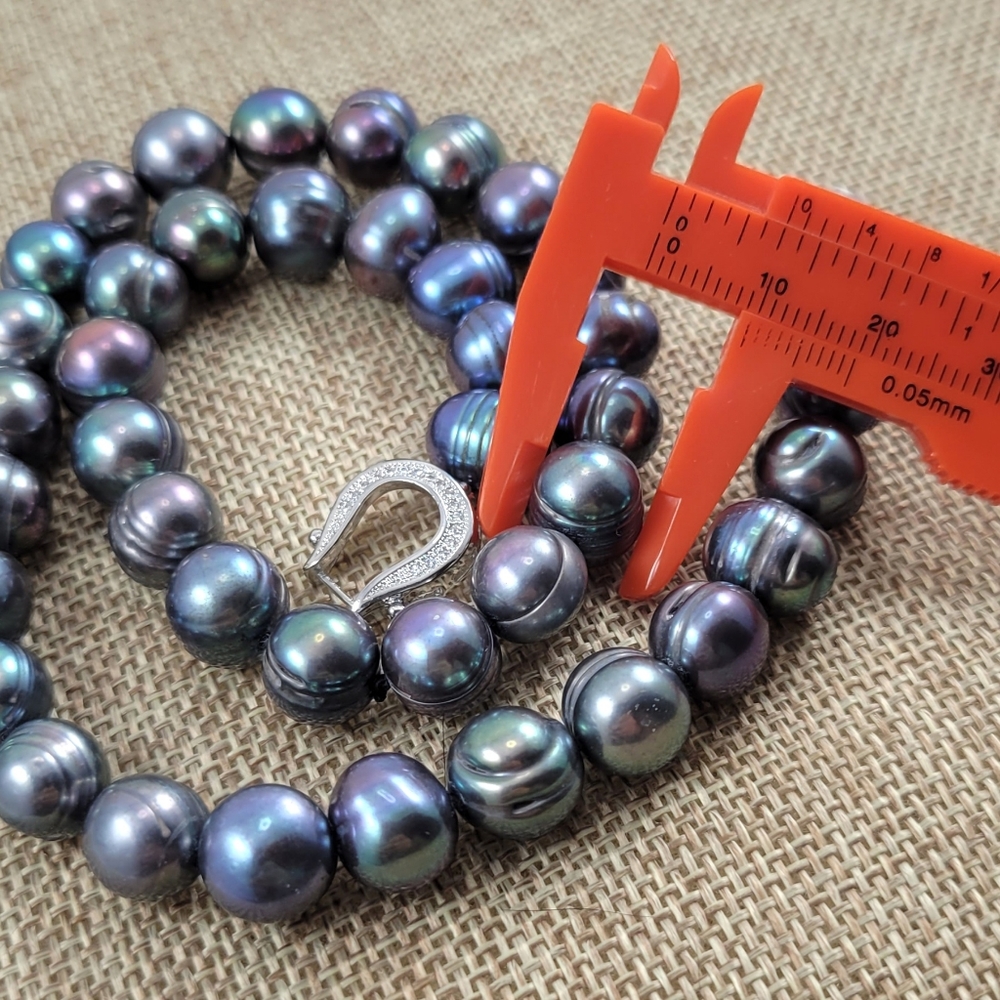 REAL 17" Black Pearl Necklace - Picture 7 of 8
